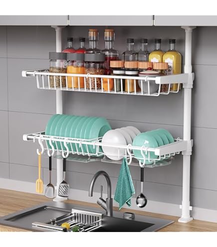 Amazon｜組み立て式 ツッパリ 水切りラック 突っ張りラック｜水切り