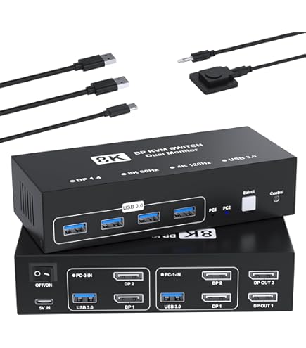 Amazon.co.jp: DP KVM スイッチ 2 コンピューター 2 モニター