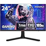 KOORUI ゲーミングモニター 24インチフルHD VA 非光沢 1ms 165Hz FPS, RTS向けDCI-P3, AdaptiveSync対応, 傾き調節, HDMI X2, DP, VESA, ブルーライト軽減 モニター 24E4