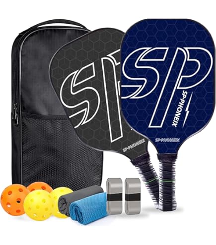 Pickleball Paddles Set Of 2 - USAPA Professional Grade Comfort Grip T300 Carbon Fiber Rackets In Blue & Orange, Includes 4 Pickleball Balls With Waterproof Portable Carry Bag - View #7