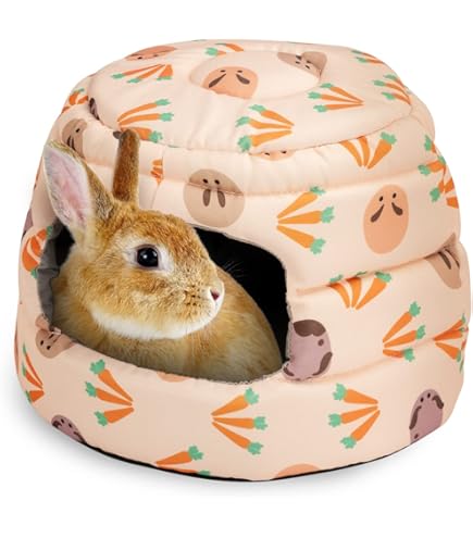 YUEPET Rabbit House Hideout - Grey Bunny Cave Bed For Ferrets, Guinea Pigs & Small Animals