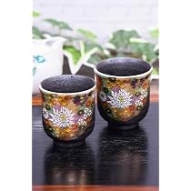 Amazon | 和座の蔵 おしゃれ ペア 湯飲み 九谷焼 夫婦湯呑み 花詰 還暦