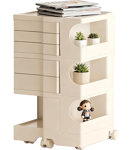 TUIYIDUO 回転式収納ワゴン 3段トレイ キャスター付き (ホワイト) Amazon.co.jp: TUIYIDUO 回転式収納ワゴン 360°回転トロリー 3段 5