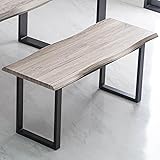 タンスのゲン ベンチ 単品 幅100cm 2人掛け ダイニングベンチ なぐり加工 エンボス加工 ブラック脚 ベンチ シート シンプル 72600046(88071)