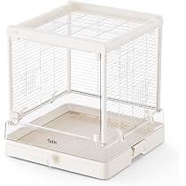 Amazon | Tafit 鳥かご ガラス扉付き 飛散防止パネル 取り外し引き出し