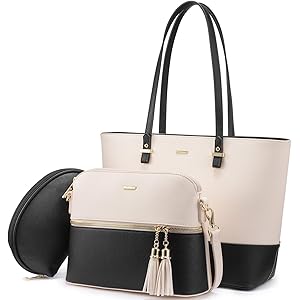 バッグ レディース トートバッグ ショルダーバッグ ハンドバッグ 通勤 鞄女性用 3点セット 切り替え色 底鋲 a4 ビ…