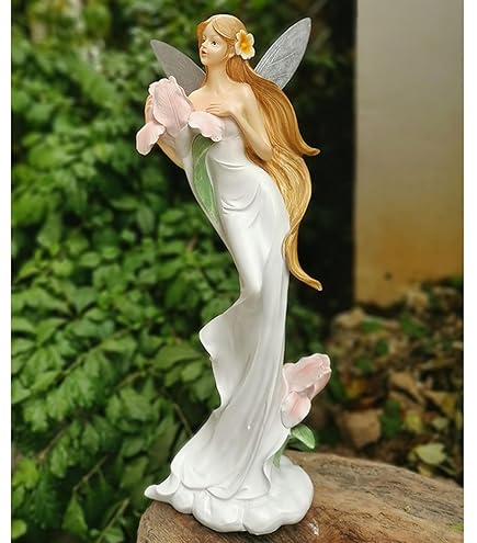 Amazon.co.jp: 小さな花の妖精の置物、Resinエンジェルの彫像