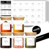 v2croft 184 Spice Jar Labels, Minimalist White Matte Stickers Black Text, Kitchen Herb Seasoning Stickers for Bamboo Jars,Can
