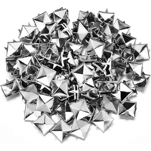 Amazon | コニカル スタッズ 鋲 12mm シルバー 100個 パンクロック