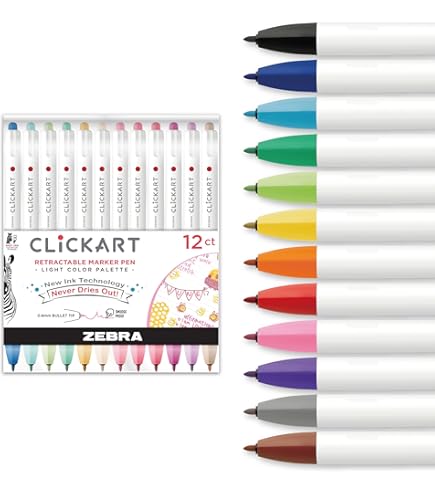 Amazon.co.jp: ゼブラ ClickArt ノック式 水性ペン 標準12色セット