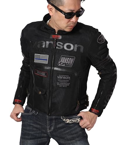 Amazon | VANSON(バンソン) ライダースメッシュジャケット BLACK