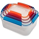 Joseph Joseph ネストロック 4ピース プラスチック製食品保存容器セット 蓋付き 漏れない 密閉 省スペース BPAフリー マルチカラー 【正規品】81090