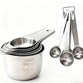 Stainless Steel Measuring Cups and Measuring Spoons Set with Circular Connector,Kitchen Measuring Spoons and Cups,Kitchen Too