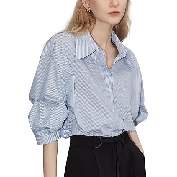 Amazon.co.jp: [ELLE] ブラウス レディース 2WAYネック ドレープ 半袖 