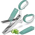 Updated 2023 Herb Scissors Set - Cool Kitchen Gadgets for Cutting Fresh Garden Herbs - Herb Cutter Shears with 5 Blades and C
