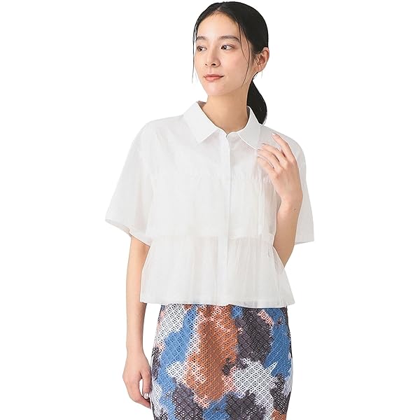 Amazon.co.jp: [レイビームス] S/Sシャツ・ブラウス プリーツ キリカエ