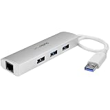 StarTech.com 3ポート ポータブル USB 3.0ハブ ギガビットイーサネット対応LANアダプタ内蔵 ST3300G3UA