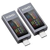 Aideepen 2個 360W 電圧電流チェッカー USB Cテスター メーター Type-C マルチメーターテスター TFTカラーディスプレイ 電流 電圧 抵抗 温度 通電時間 容量