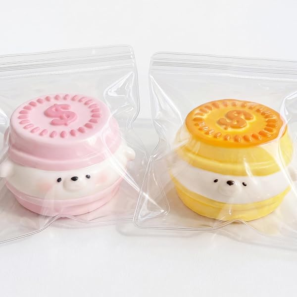 CHALAN スクイーズ もちもち ぷにぷに 水感 癒し系 かわいい 低反発 ストレス解消 肉球 ビスケット ドーナツ ふわもち 面白い 柔らかい 弾性 触感いい 握る玩具 感覚おもちゃ グッズ 暇つぶし 撮影小物 プレゼント 子供 大人兼用 コイン犬(ゴールド&ピンク) - 1