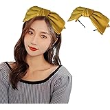 GreenGee カチューシャ リボン 可愛い 髪飾り レディース ヘアバンド チャーム lolita お姫様 ヘアアクセサリー 韓国 ロリータ ガーリー ビッグリボン 手作り ヘアアクセ おしゃれ (イエロー)