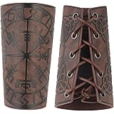 HZMAN Viking Vegvisir Embossed Premium PU Leather Arm Armor with Celtic Knots 3 Colors Medieval Cosplay Leather Bracelet