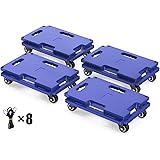 SOLEJAZZ 連結平台車 台車 耐荷重 200kg 27×40cm 縦横連結可能 キャスター付き 滑り止め 軽量静音 家庭用 業務用 固定ロープ付き 4個セット ブルー