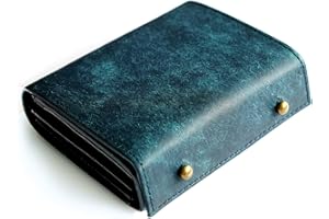 [IrideScent] 二つ折り財布 メンズ 2つ折り 箱型の小銭入れ イタリアン レザー プエブロ ミニ財布 コンパクト 小さい財布 二つ折り 箱状です 牛革 大容量 レディース PUEBLO (Navy)