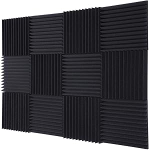 BUBOS 吸音材 消音 騒音 防音 吸音対策 室内装飾 楽器 ウレタンフォーム ウェッジ 吸音材質ポリウレタン, 黒…