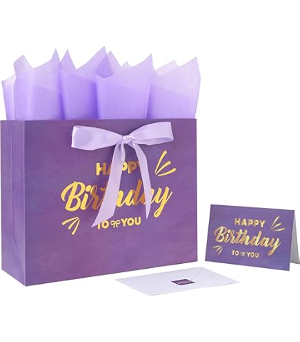 Jumbo Birthday Card 22x14 Inches - Giant Purple Greeting Card With Envelope For Women & Boss