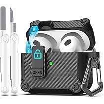 Airpods 第 3世代用ケース　安全なロック クリップ付き　ブラック Amazon | RFUNGUANGO for AirPods 3 ケースカバー、落下防止