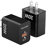 GOLDNEXT 20W PD 急速充電器 2個セット USB-A&USB-C 充電器 Type-C 2ポート 高速充電器 PSE技術基準適合/PD3.0/QC3.0/PPS規格対応 タイプC 充電器 ACアダプター Android/iOS/タブレッ