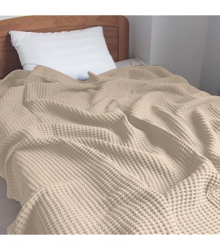 新品　無印良品 ワッフル多用布　綿220☓260 ベージュ Amazon｜無印良品 綿ワッフル多用布 ベージュ 220×260cm