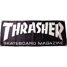 Amazon Co Jp スラッシャー Thrasher Magzine 大型フラッグ タペストリー 壁掛け 旗 Mag Logo Banner 65 149cm Black ブラック ホーム キッチン