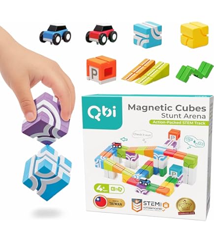 知育玩具 Qbi Magnetic Cubes Stunt Arena Amazon.com: QBI Toy 2 Sets Combo | Stunt Arena & Happy World