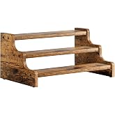 KLM 3-Tier Spice Rack, 13.8 Inch Wood Step Shelf Countertop Spice Storage Holder, Kitchen Pantry Cabinet Organizer Cupboard f