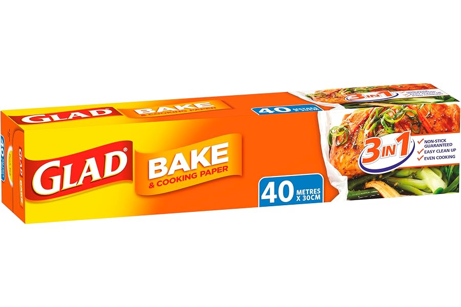 Glad Bake and Cooking Paper, 40 Metre Non-Stick Baking Paper from Glad for Everyday Use, 40m x 30cm, 1 Count