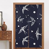 Amazon｜のれん 燕 つばめ ツバメ 藍染め 鳥柄 おしゃれ 目隠し