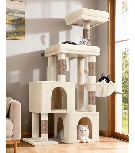 Amazon | キャットタワー 大型猫 シニア猫 猫タワー 超厚い15mm木材