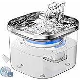 LKUWEE Pet Water Fountain 2L, 304 Stainless Steel Smart Pet Drinking Fountain, Ultra-Quiet and Circulating Water Filtration S