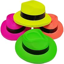 Party Hats, Neon Color Plastic Gangster 