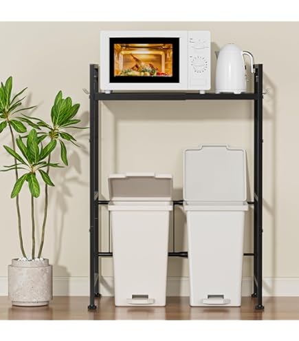 Amazon.co.jp: ゴミ箱上ラック レンジ台 ホワイト 白 幅58.6 高さ90.9