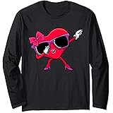 ダビングハート女の子バレンタインダビング愛バレンタイン 長袖Tシャツ
