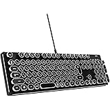 [HKW] タイプライター風メカニカルキーボード 青軸 JIS配列 109キー USB有線 日本語キーボード