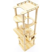 Amazon | 猫家族 2025年新型 広い展望台付き キャットタワー 木製 大型