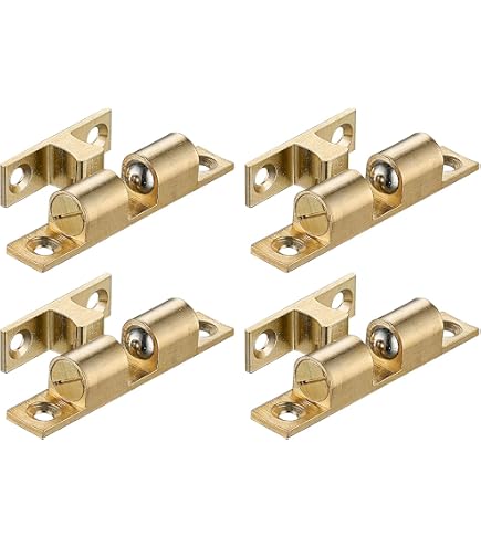 thumbnail image 2 of 4 X Antique Brass Double Roller Door Catches With Screws – For Cupboard, Caravan, Internal Doors 2 of 4