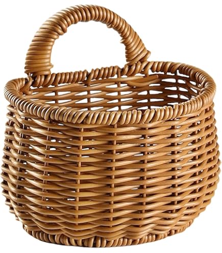 Amazon.co.jp: PUERI 壁掛けかご 壁掛けバスケット 籐 手編み 収納かご