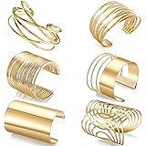 WAINIS 6 PCS Cuff Bangle Bracelet for Women Open Wide Wire Bracelets Gold Wrist Cuff Wrap Bracelet
