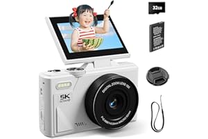 SRAR デジタルカメラ 5K 録画 デジタルカメラ 7500 万画素 Wi-Fi 機能 180 度回転ディスプレイ 自動 18 倍デジタルズーム 連続撮影 自撮り 3.0 インチスクリーン 32GB マイクロ SD カードをプレゼントします 120