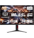 Amazon.co.jp: AOC ゲーミングモニター 27インチ, QHD/2560x1440@180Hz