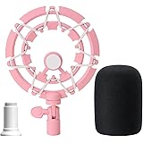 Pink Seiren X Shock Mount and Pop Filter - Pink Microphone Shock Mount for Razer Seiren X, Seiren V2 X Microphone, Shock Moun